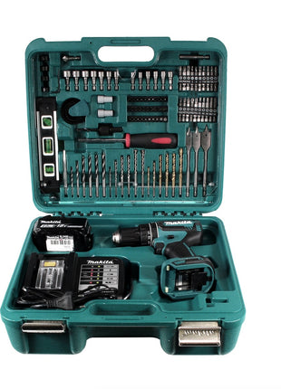 Makita DHP 485 STTK Akku Schlagbohrschrauber 18 V mit 5,0 Ah Akku, Ladegerät und 101 tlg. Zubehör Set - Toolbrothers