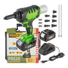 Procraft PRG20 Akku Blindnietpistole 20 V 10 kN 2 4 6 mm Brushless 2x Akku 4 0 Ah Ladegeraet Koffer 0 - toolbrothers