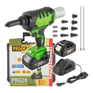 Procraft PRG20 Akku Blindnietpistole 20 V 10 kN 2,4 - 6 mm Brushless + 2x Akku 4,0 Ah + Ladegerät + Koffer