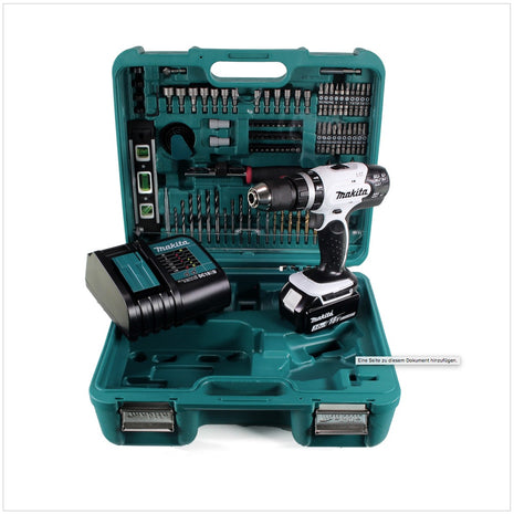 Makita DHP 453 STTK Akku Schlagbohrschrauber 18 V 42Nm + 5,0 Ah Akku + Ladegerät + 101 tlg. Zubehör Set - Toolbrothers