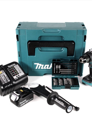 Makita DHP 481 ST1J 18 V Akku Schlagbohrschrauber Brushless 115 Nm + BL 1850 B 5,0 Ah Akku + DC 18 SD Ladegerät im Makpac + 38 tlg. Bit- & Bohrer Set - Toolbrothers