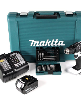 Makita DHP 482 ST1 W Akku Schlagbohrschrauber 18 V 62Nm im Transportkoffer + 5,0 Ah Akku + Ladegerät + 38 tlg. Bit- & Bohrer Set - Toolbrothers