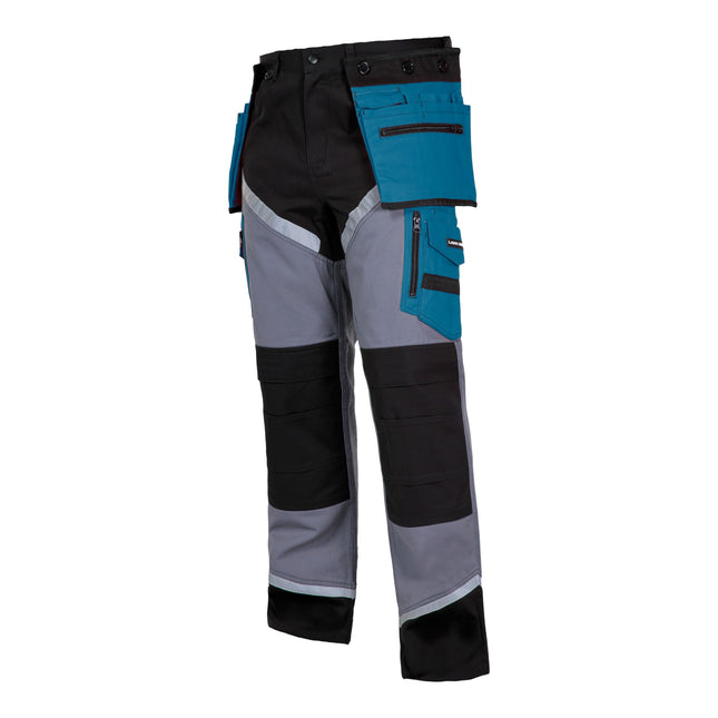 LAHTI PRO Arbeitshose mit Reflexstreifen Groesse M L4050202 schwarz grau tuerkis 0 - toolbrothers