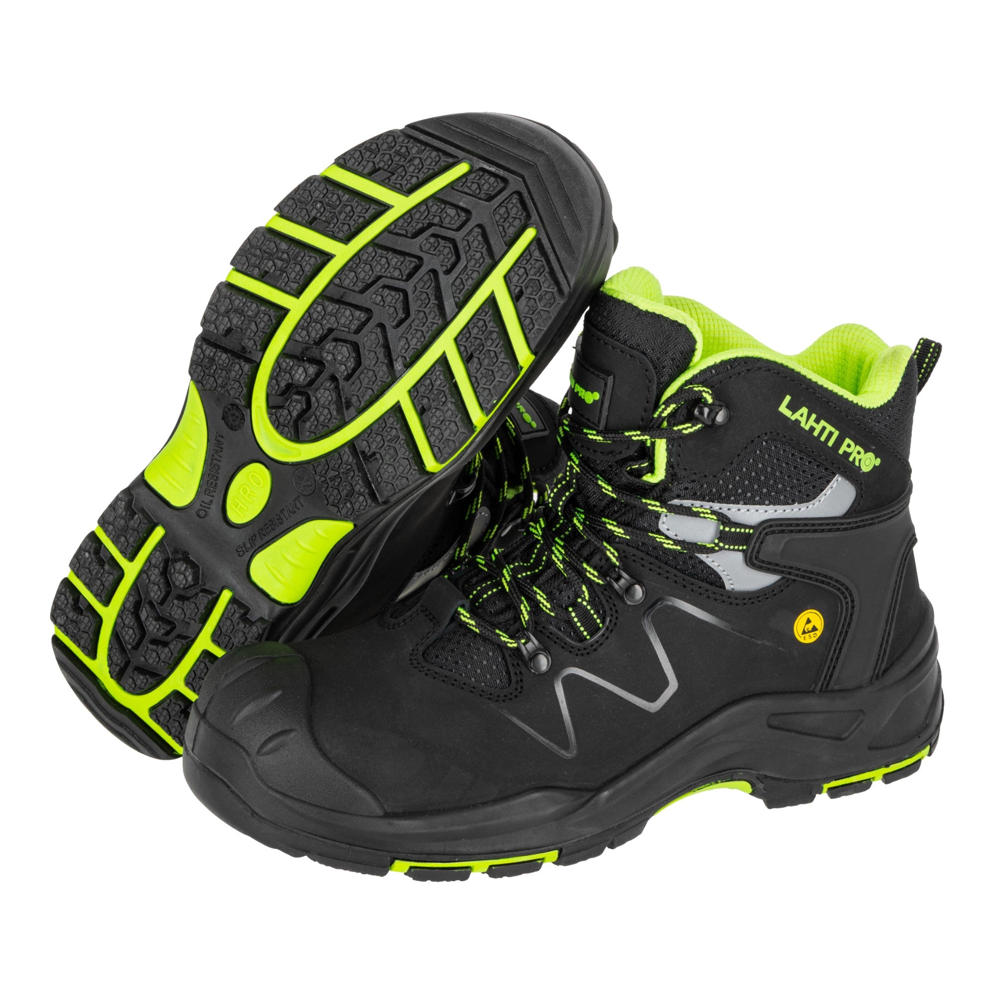 LAHTI PRO Sicherheitsstiefel Nubuk S3 FO HRO SR Groesse 41 L3013041 schwarz gruen 4 - toolbrothers