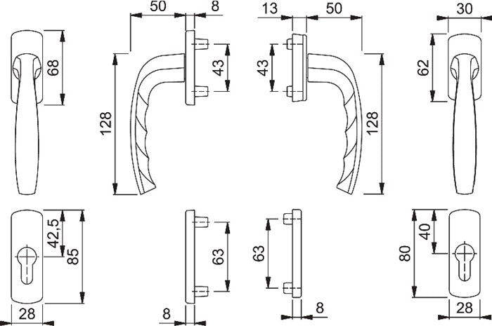 HOPPE Balkongarnitur New York 0810 961N U10 Aluminium F1 3000203698  2 - toolbrothers