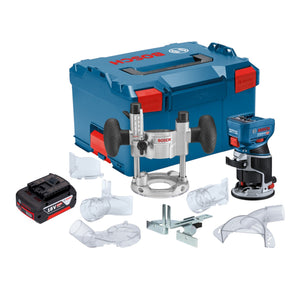 Bosch GKF 18V-8 Professional Akku Kantenfräse 18 V 8,0 mm Brushless + 1x Akku 5,0 Ah + Taucheinheit + L-Boxx - ohne Ladegerät