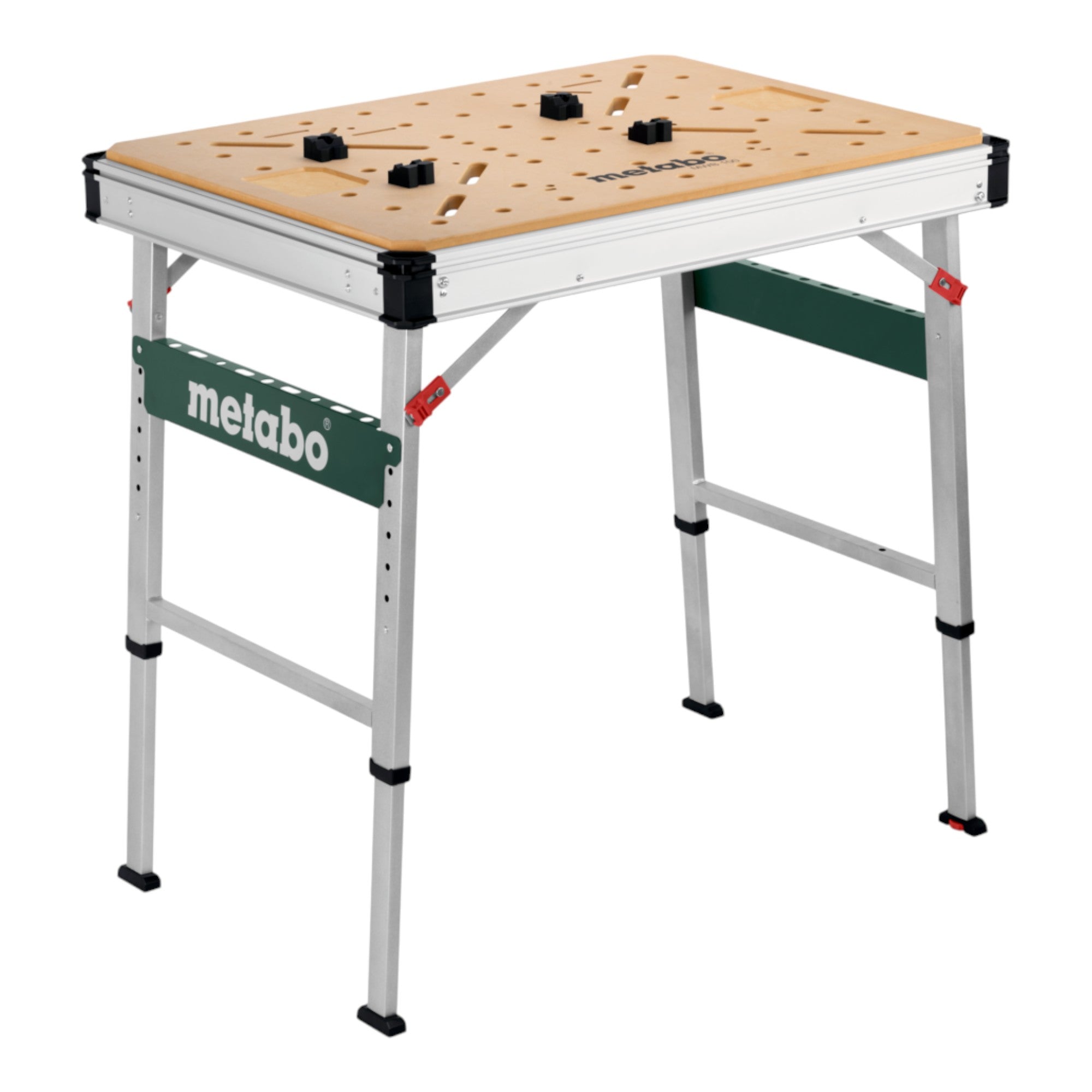 Metabo MWB 100 Multifunktionstisch mobile Werkbank robuste MDF Tischplatte 2x Senkrecht Schnellspannzwinge 4x Bankhaken 1 - toolbrothers
