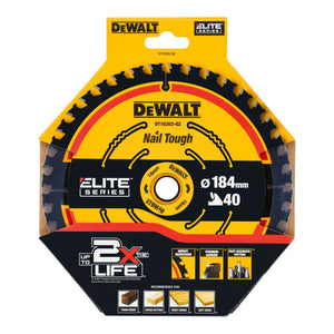 DeWalt DT 10303 ELITE Kreissägeblatt 184 x 16 x 1,65 mm 40 Zähne für Handkreissägen