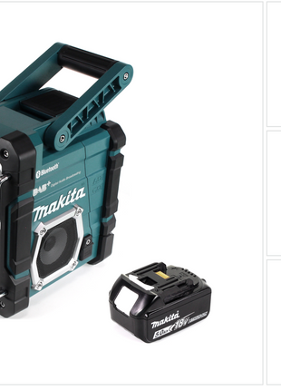 Makita DMR 112 T1 Akku Baustellen Radio 7,2 - 18V Bluetooth DAB+ + 1x 5,0Ah Akku - ohne Ladegerät