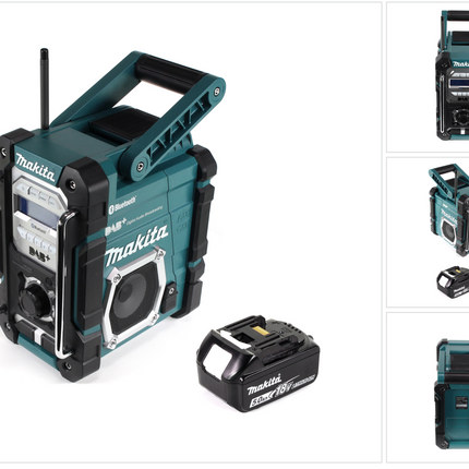 Makita DMR 112 T1 Akku Baustellen Radio 7,2 - 18V Bluetooth DAB+ + 1x 5,0Ah Akku - ohne Ladegerät