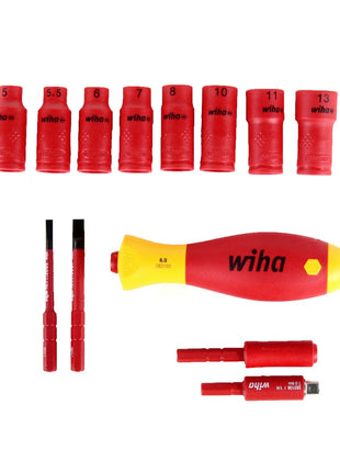 Wiha slimVario Schraubendreher und Steckschlüsseleinsatz 1/4" Set 13-teilig ( 7209NK2004 43467 ) in Tasche VDE 1000 Volt - Toolbrothers