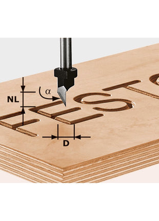 Festool Schriftenfräser HW S8 D11/60° 11 mm Durchmesser 8 mm Schaft ( 491003 ) - Toolbrothers