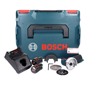 Bosch GWS 12V-76 Professional Akku Winkelschleifer 12 V 76 mm Brushless ( 06019F200B ) + 2x Akku 3,0 Ah + Ladegerät + L-Boxx