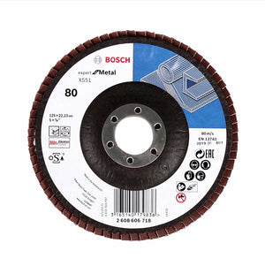 Bosch Fächerschleifscheiben X551 Expert for Metal 125mm, K80, 50 Stück ( 50x 2608606718 )