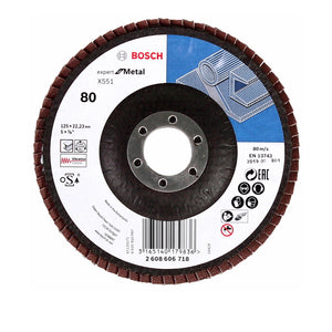 Bosch Fächerschleifscheiben X551 Expert for Metal 125mm, K80, 100 Stück ( 100x 2608606718 )