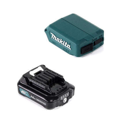 Makita DEAADP08 WA1 USB Adapter für 10,8V-12V Akkus + 2,0 Ah Akku ( 197396-9 ) + Lader ( 197343-0 ) - Toolbrothers