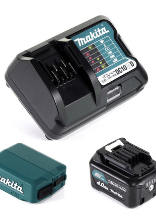 Makita DEAADP08 WM1 USB Adapter für 10,8V-12V Akkus + 4,0 Ah Akku ( 197406-2 ) + Lader ( 197343-0 ) - Toolbrothers