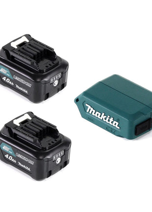 Makita DEAADP08 WM USB Adapter für 10,8V-12V Akkus + 2x 4,0 Ah Akku ( 197406-2 ) + Lader ( 197343-0 ) - Toolbrothers