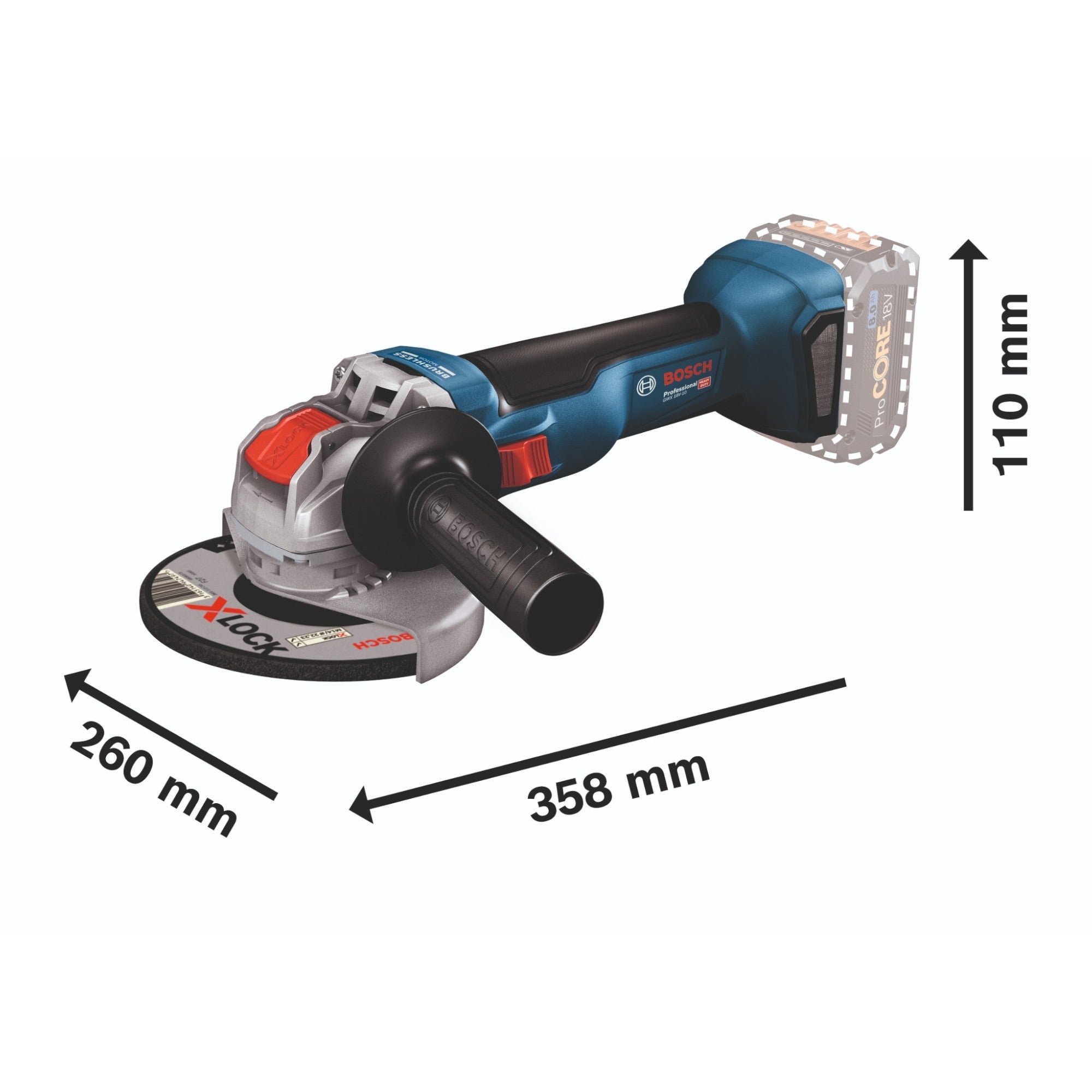 Bosch GWX 18V 10 Akku Winkelschleifer 18 V 125 mm Brushless 1x ProCORE Akku 5 5 Ah ohne Ladegeraet 4 - toolbrothers
