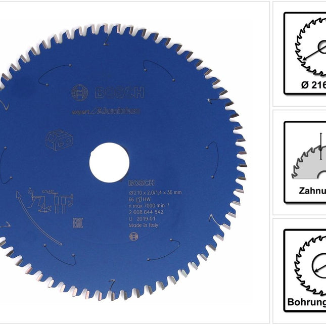 Bosch Kreissägeblatt Expert for Aluminium 210 x 1,4 x 30 mm 66 Zähne ( 2608644542 ) - Toolbrothers