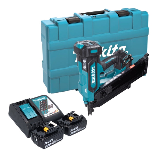 Makita DBN 900 RTK Akku Streifennagler 18 V 50 90 mm Brushless 2x Akku 5 0 Ah Ladegeraet Koffer 0 - toolbrothers