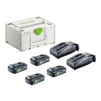 Festool Energie Set SYS 18V 4xTBX4 2xTCL6 mit 4x BP 18 TBX 4 C ASI Akku 18 V 4 0 Ah 4x 578745 2x TCL 6 Ladegeraet 2x 201135 Systainer 0 - toolbrothers