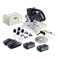 Festool SYMC 70 EB Basic Akku Leistensaege 36 V 2 x 18 V 216 mm 2x Akku 8 0 Ah Doppelladegeraet Systainer 0 - toolbrothers