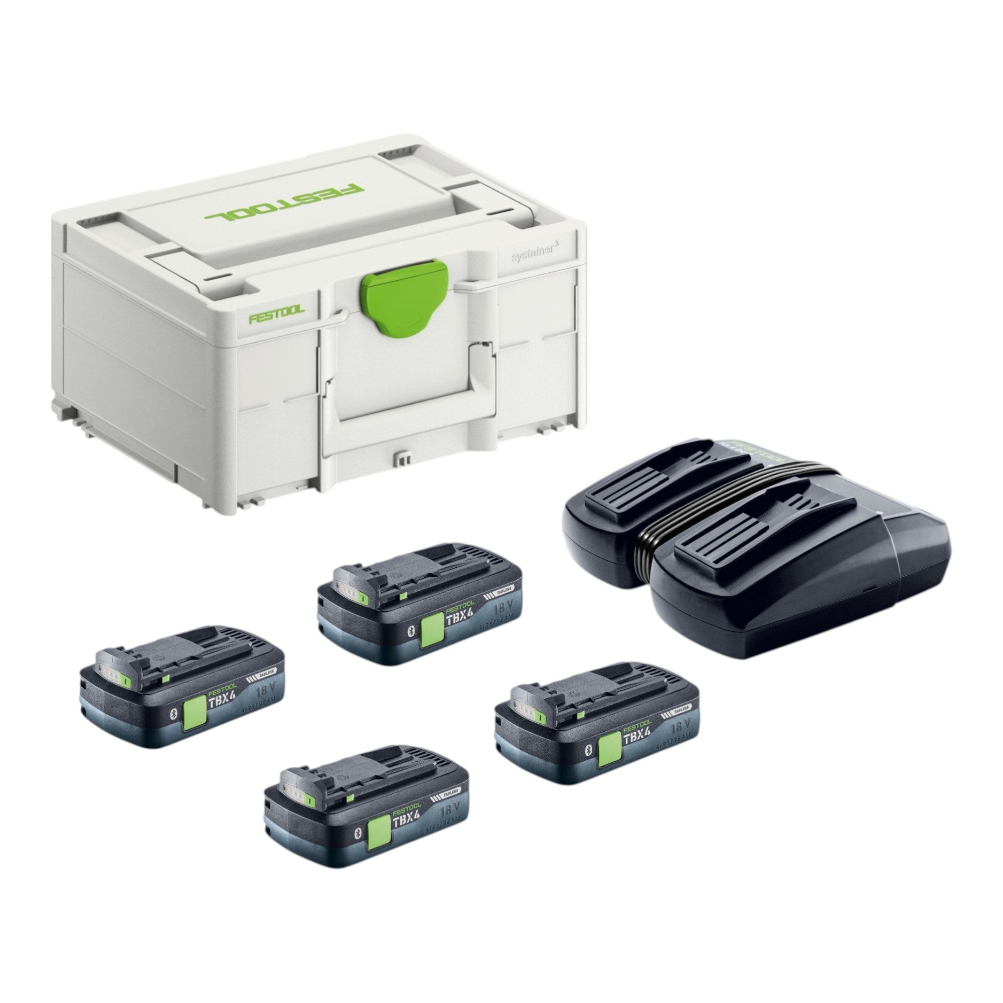 Festool Energie Set SYS 18V 4xTBX4 TCL6DUO 578823 mit 4x BP 18 TBX 4 C ASI Akku 18 V 4 0 Ah TCL 6 DUO Doppel Ladegeraet Systainer 0 - toolbrothers