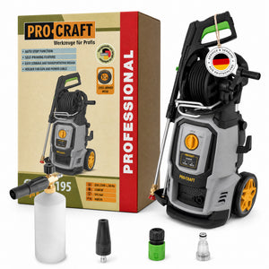 Procraft CW2.5/195 Kaltwasser Hochdruckreiniger 2500 Watt 195 bar 7,8 l/min + Zubehör - Max. Wassertemperatur 40 °C