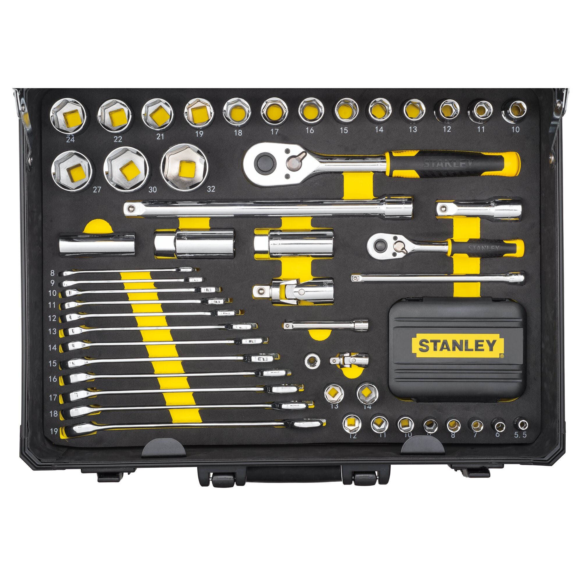 Stanley Handwerkzeug set 142 tlg Koffer STMT98109 1 Zange Schluessel Schneider Ratsche Schraubendreher 1 - toolbrothers