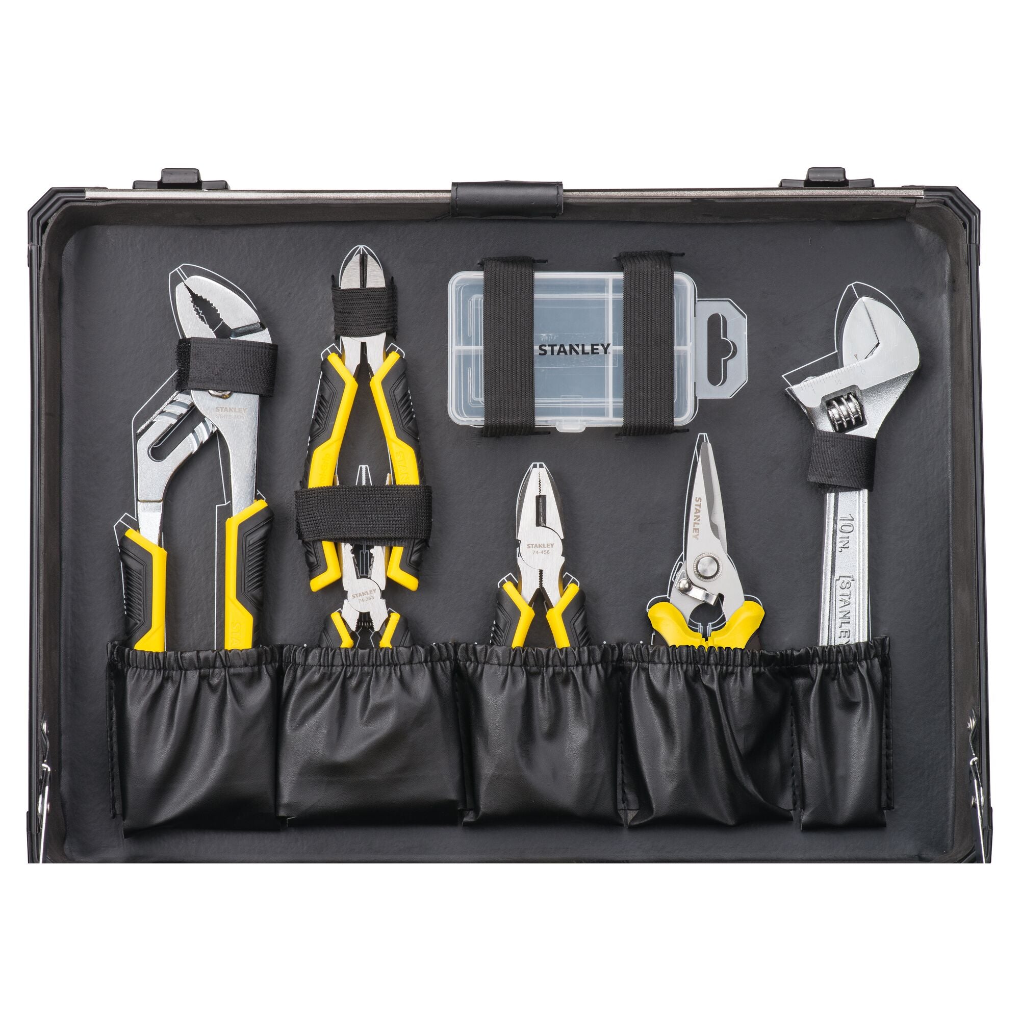 Stanley Handwerkzeug set 142 tlg Koffer STMT98109 1 Zange Schluessel Schneider Ratsche Schraubendreher 3 - toolbrothers