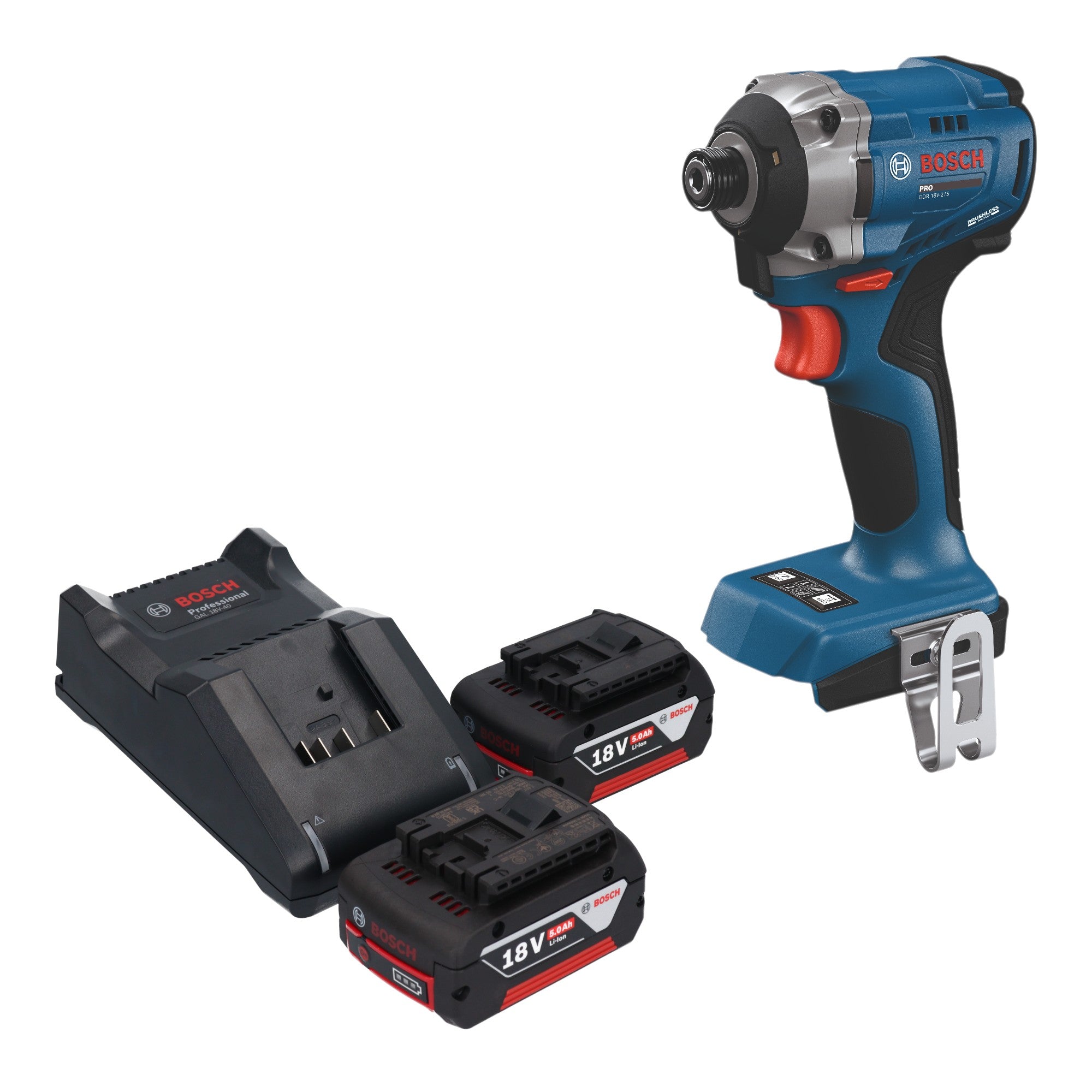 Bosch GDR 18V 215 Professional Akku Drehschlagschrauber 18 V 215 Nm 1 4 Brushless 2x Akku 5 0 Ah Ladegeraet 0 - toolbrothers