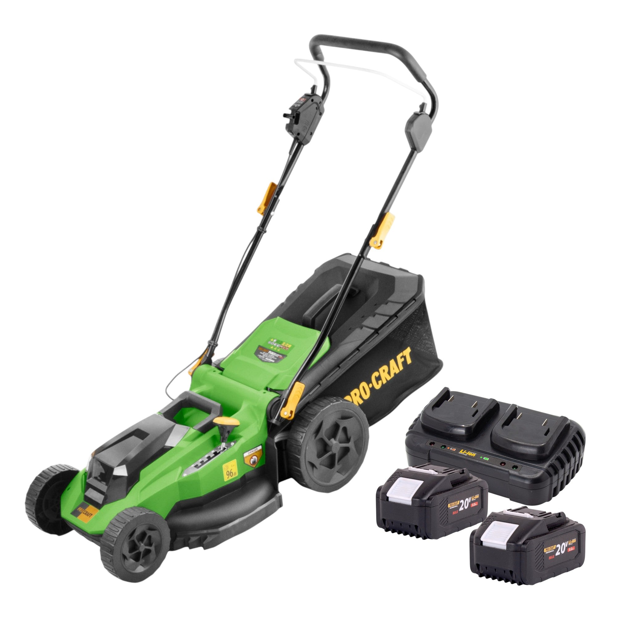 Procraft PLM23bb Akku Rasenmaeher 40 V 2x 20 V 430 mm Brushless 2x Akku 8 0 Ah Ladegeraet 0 - toolbrothers