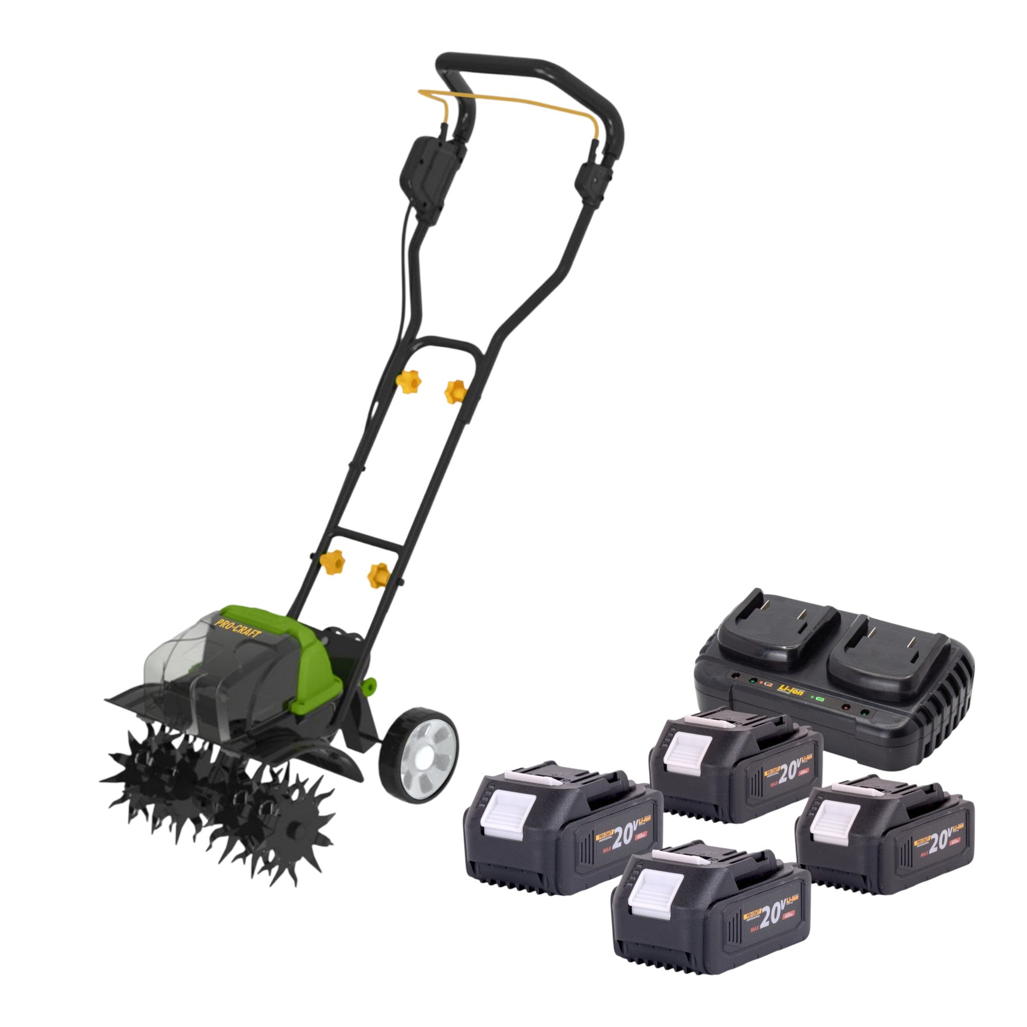 Procraft CT20 2bb Akku Kultivator 40 V 2x 20 V 360 mm Brushless 4x Akku 4 0 Ah Ladegeraet 0 - toolbrothers