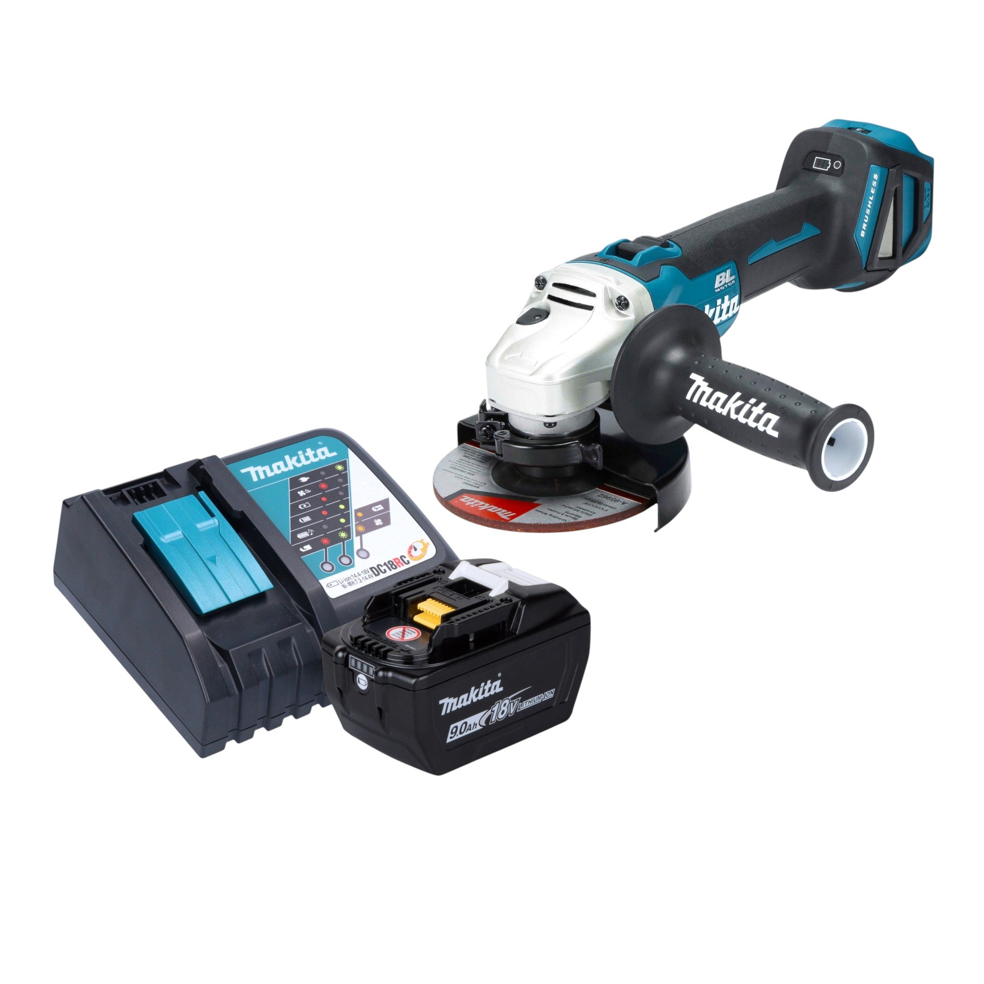 Makita DGA 511 Z Akku Winkelschleifer 18 V 125 mm Brushless 1x Akku 9 0 Ah Ladegeraet 0 - toolbrothers