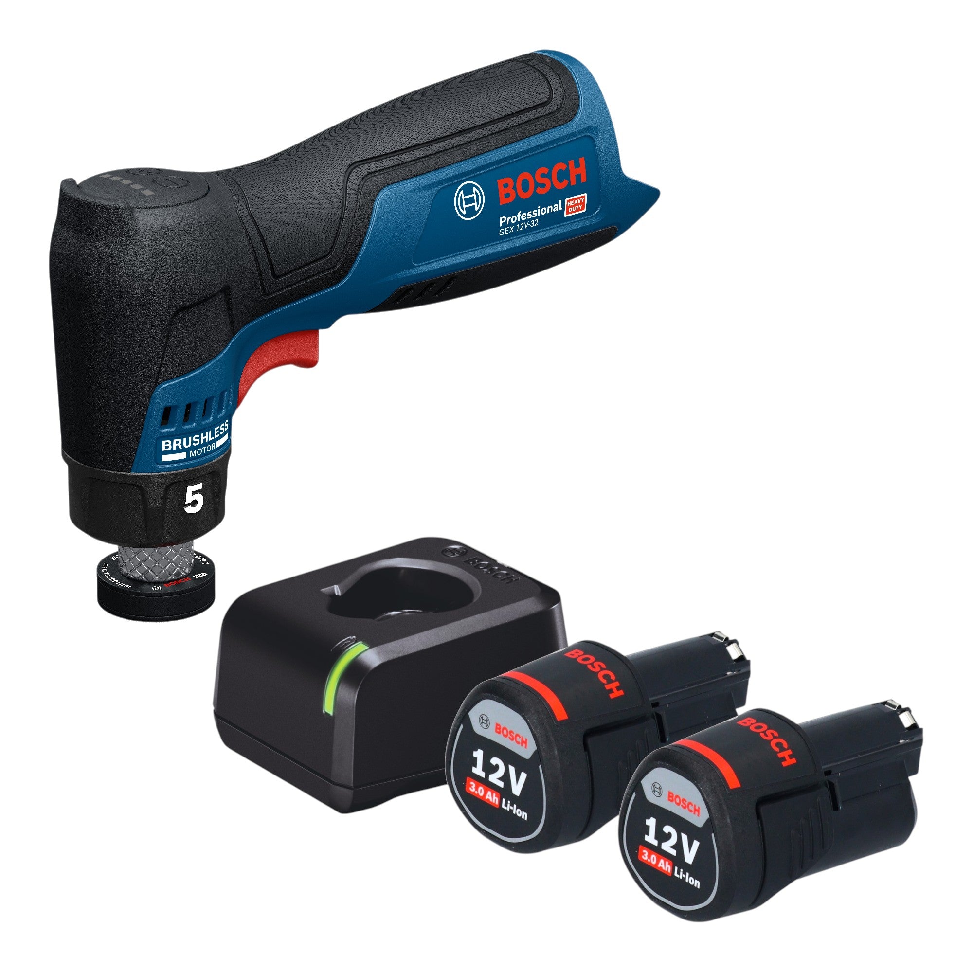 Bosch GEX 12V 32 Akku Exzenterschleifer 12 V 32 mm Brushless 2x Akku 3 0 Ah Ladegeraet 0 - toolbrothers