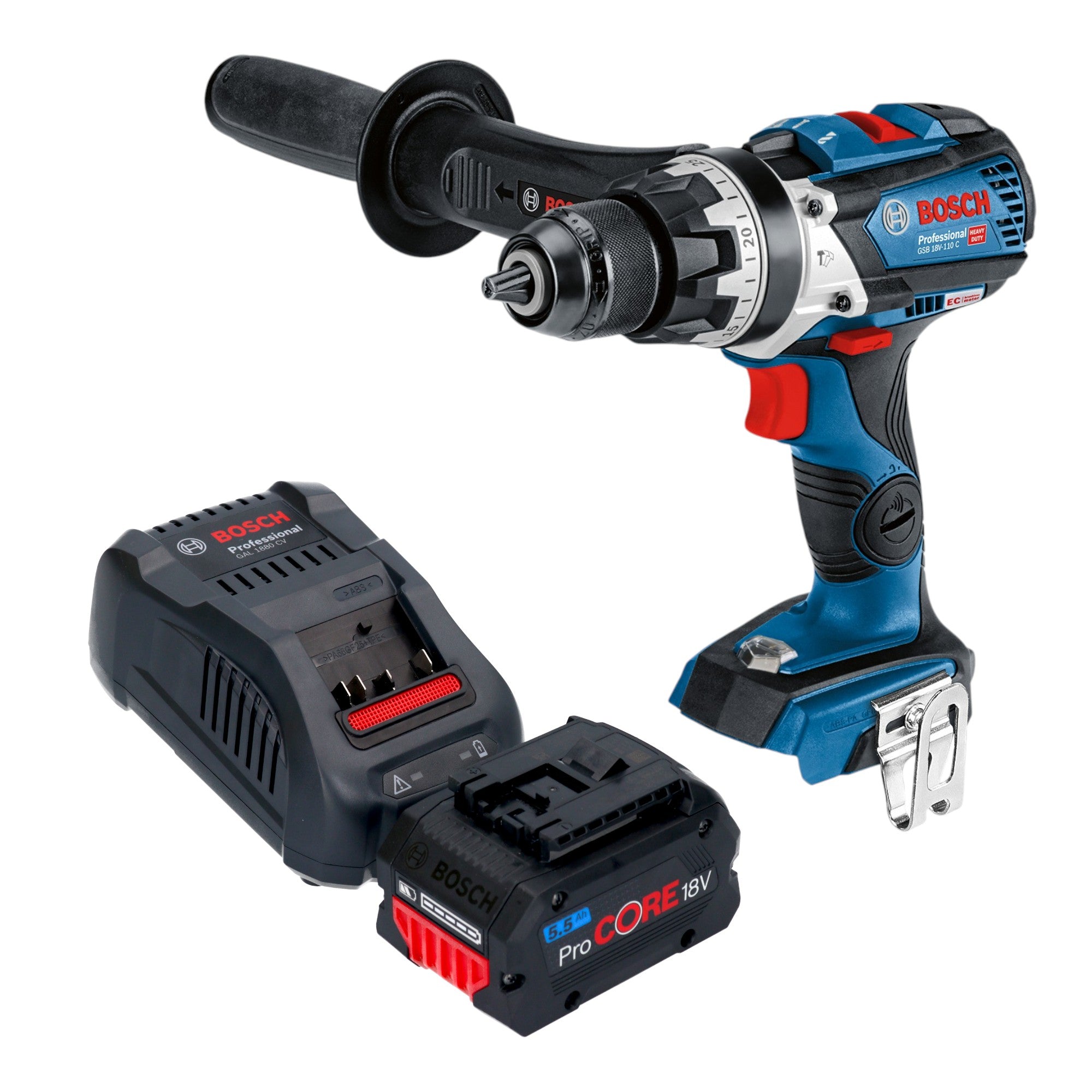 Bosch GSB 18V 110 C Professional Akku Schlagbohrschrauber 18 V 110 Nm Brushless 1x ProCORE Akku 5 5 Ah Ladegeraet 0 - toolbrothers