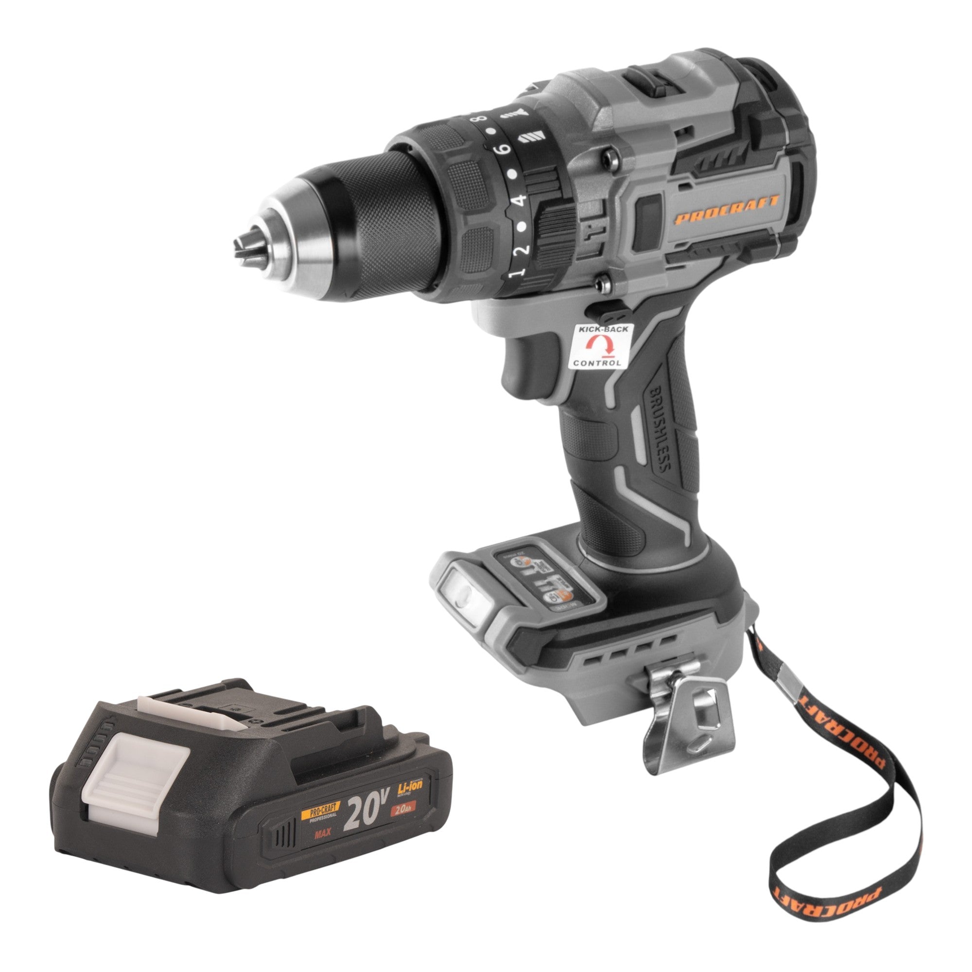 Procraft Industrial CD20B BB Akku Bohrschrauber 20 V 150 Nm Brushless 1x Akku 2 0 Ah ohne Ladegeraet 0 - toolbrothers