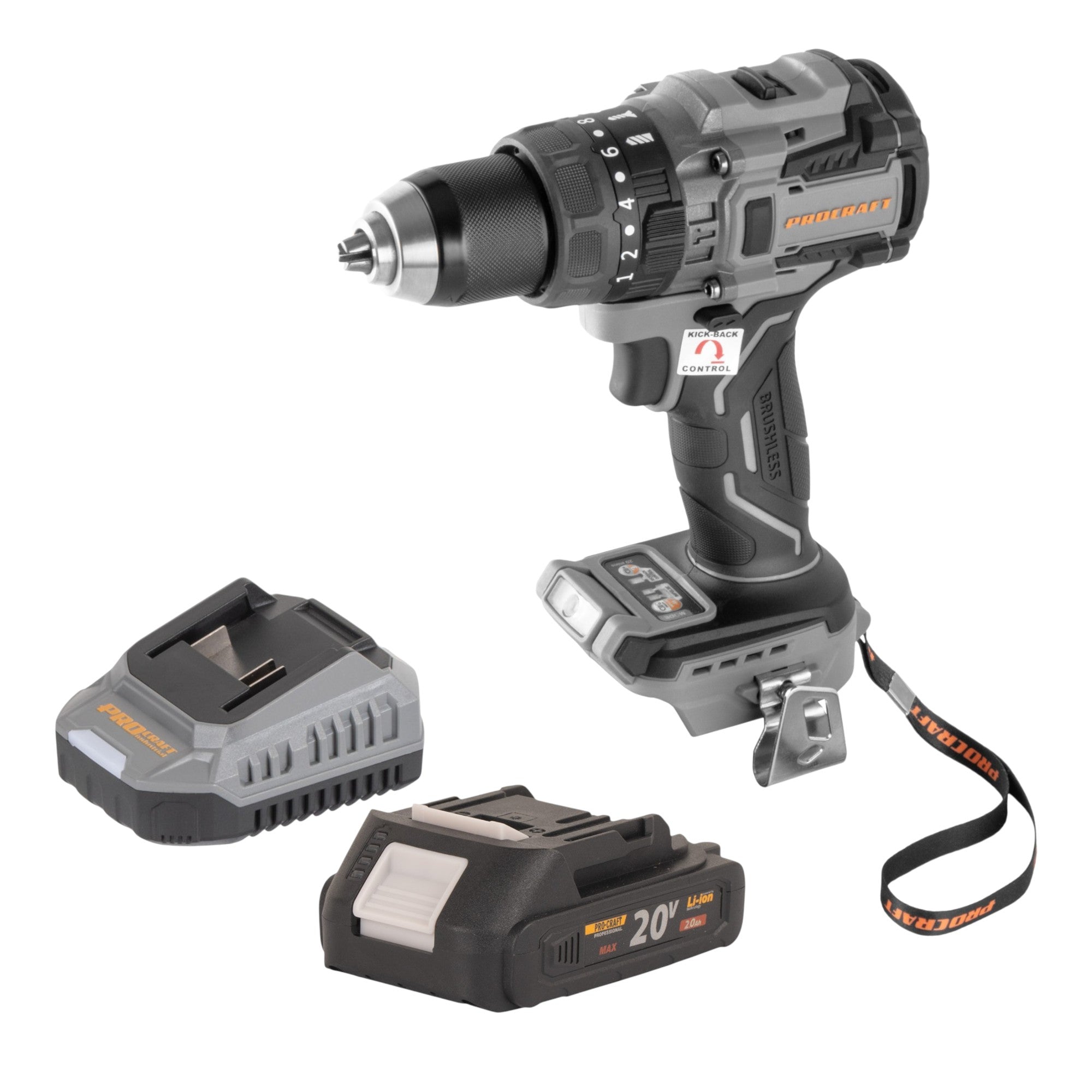 Procraft Industrial CD20B BB Akku Bohrschrauber 20 V 150 Nm Brushless 1x Akku 2 0 Ah Ladegeraet 0 - toolbrothers