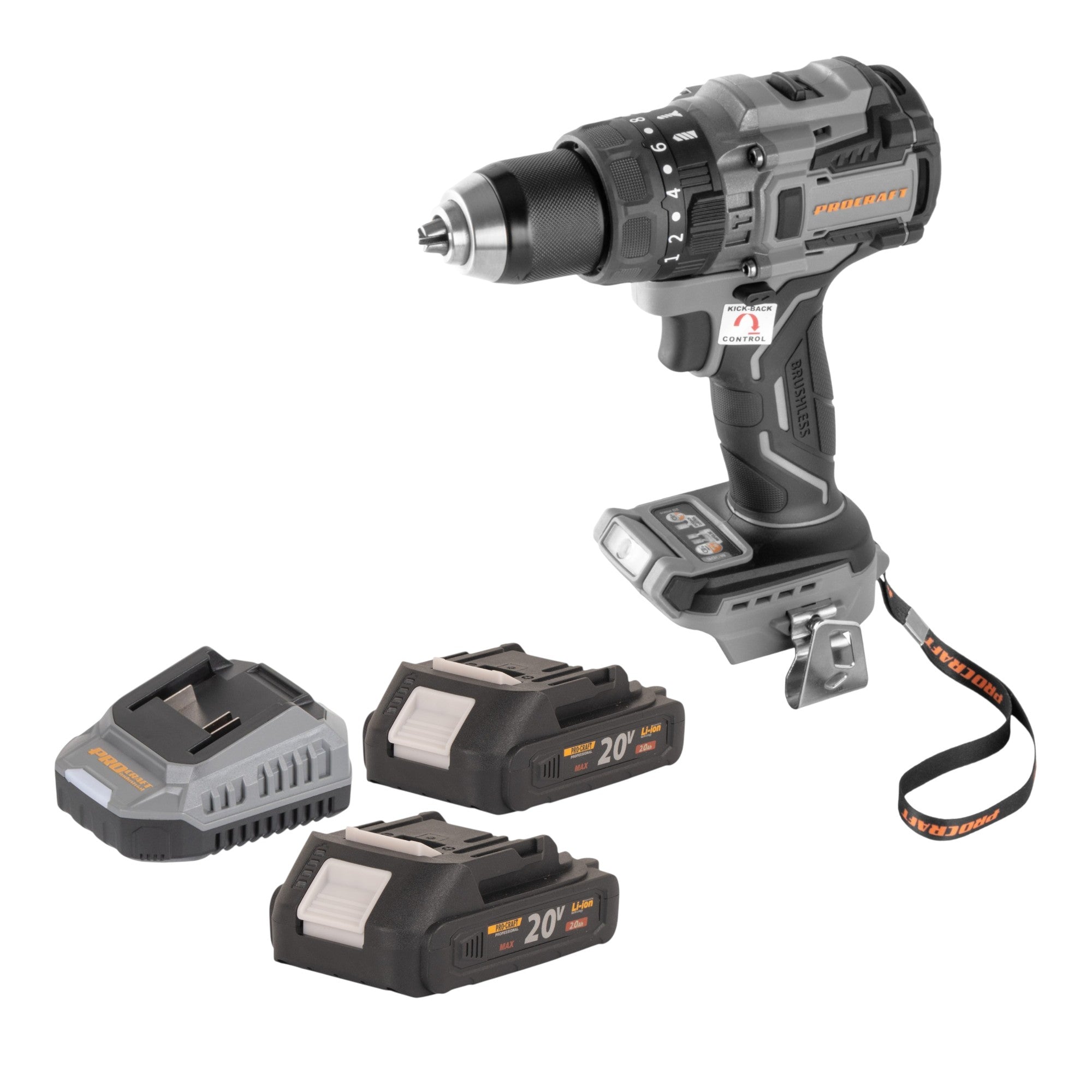 Procraft Industrial CD20B BB Akku Bohrschrauber 20 V 150 Nm Brushless 2x Akku 2 0 Ah Ladegeraet 0 - toolbrothers
