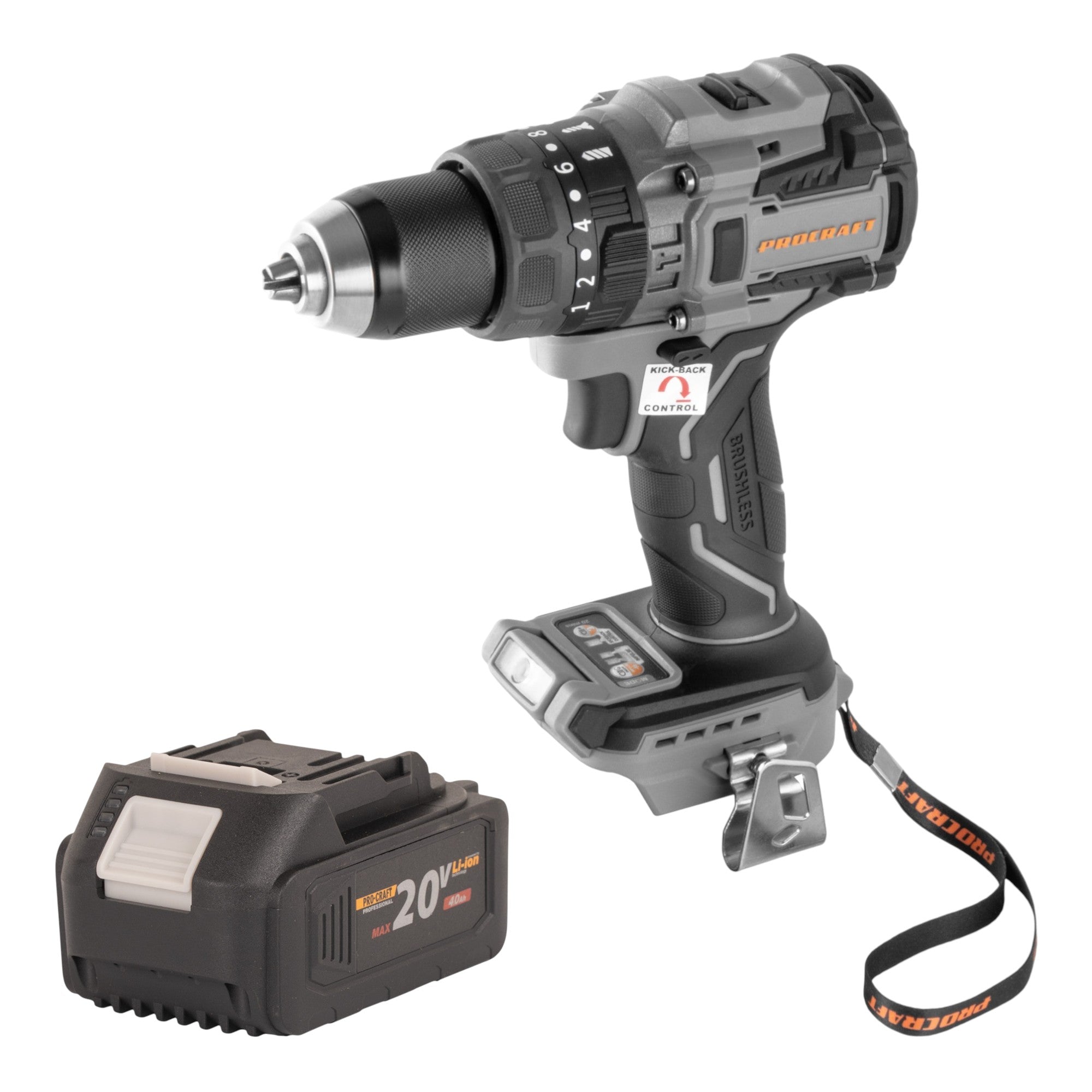 Procraft Industrial CD20B BB Akku Bohrschrauber 20 V 150 Nm Brushless 1x Akku 4 0 Ah ohne Ladegeraet 0 - toolbrothers