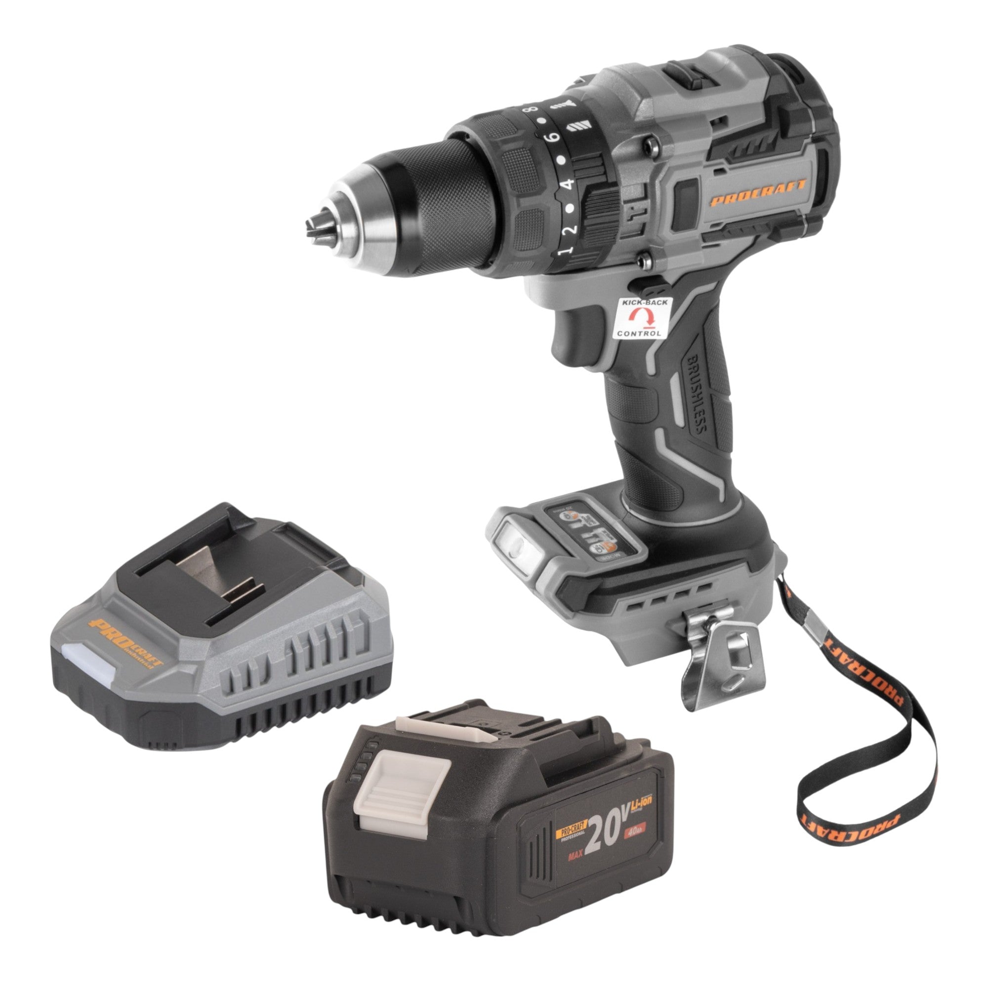Procraft Industrial CD20B BB Akku Bohrschrauber 20 V 150 Nm Brushless 1x Akku 4 0 Ah Ladegeraet 0 - toolbrothers