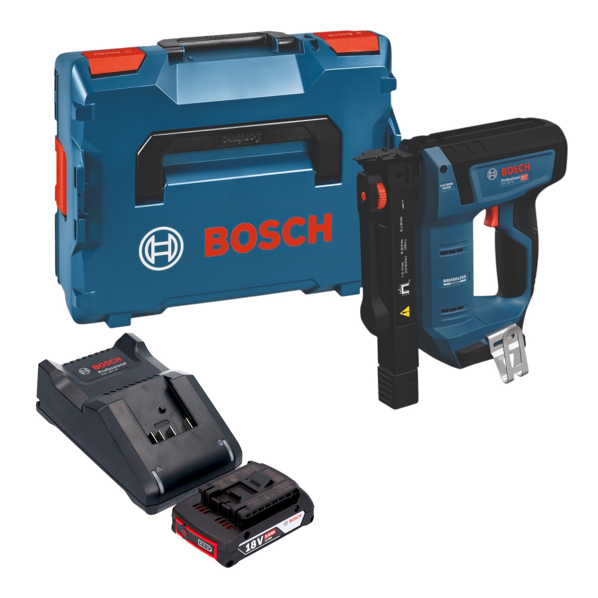 Bosch GTH 18V 14 Akku Holzklammerer 18 V 10 6 x 6 14 mm Brushless 1x Akku 2 0 Ah Ladegeraet L Boxx 0 - toolbrothers