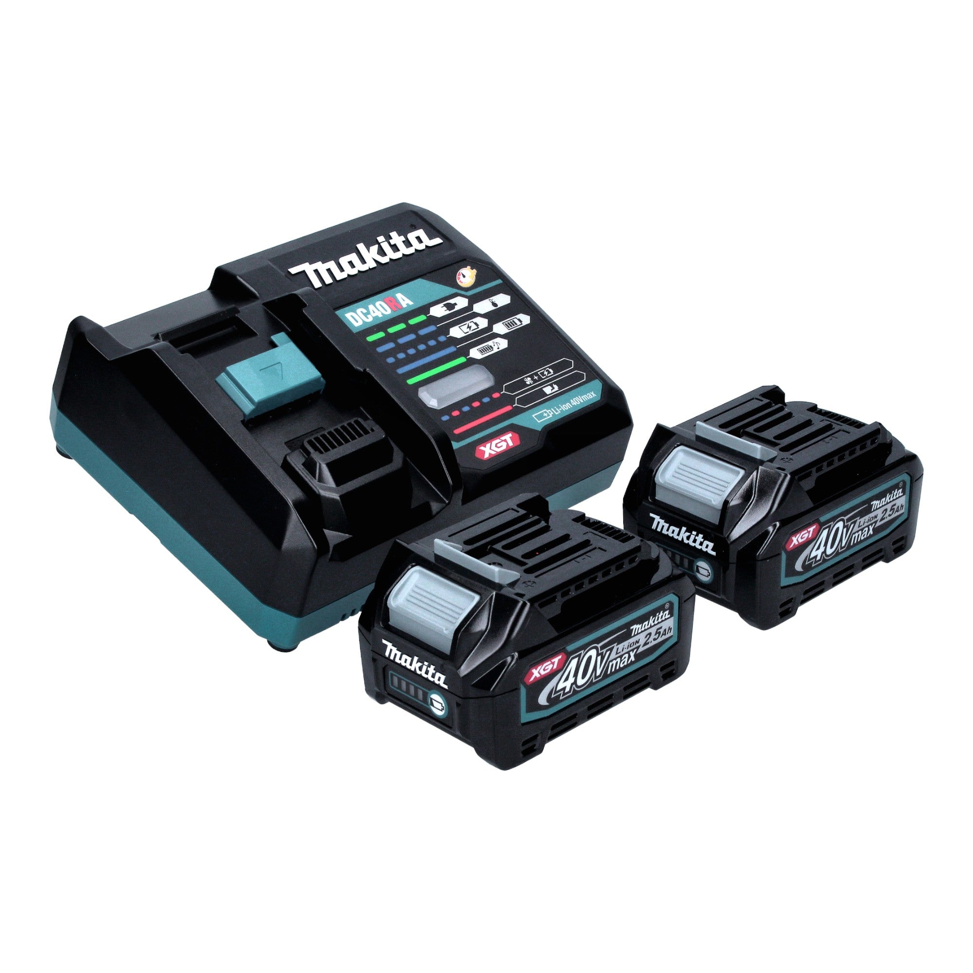 Makita HR 002 GD201 Akku Bohrhammer 40 V max 2 9 J SDS plus Brushless 2x Akku 2 5 Ah Ladegeraet Makpac 3 - toolbrothers