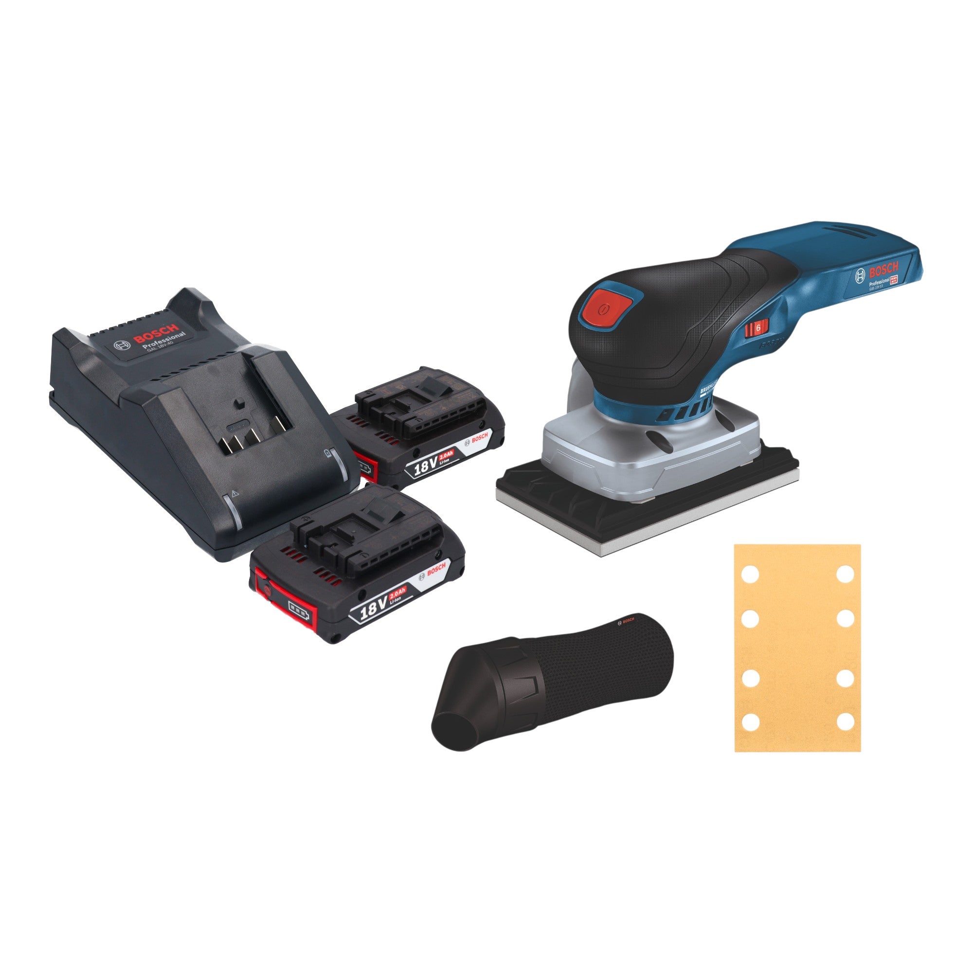 Bosch GSS 18V 13 Professional Akku Schwingschleifer 18 V 100 x 110 mm 2x Akku 2 0 Ah Ladegeraet 0 - toolbrothers
