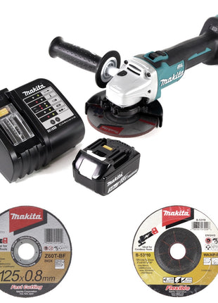 Makita DGA 511 SF1 Akku Winkelschleifer 18 V 125mm Brushless + 1x Akku 3,0Ah + Ladegerät + 26x Scheibe - Toolbrothers