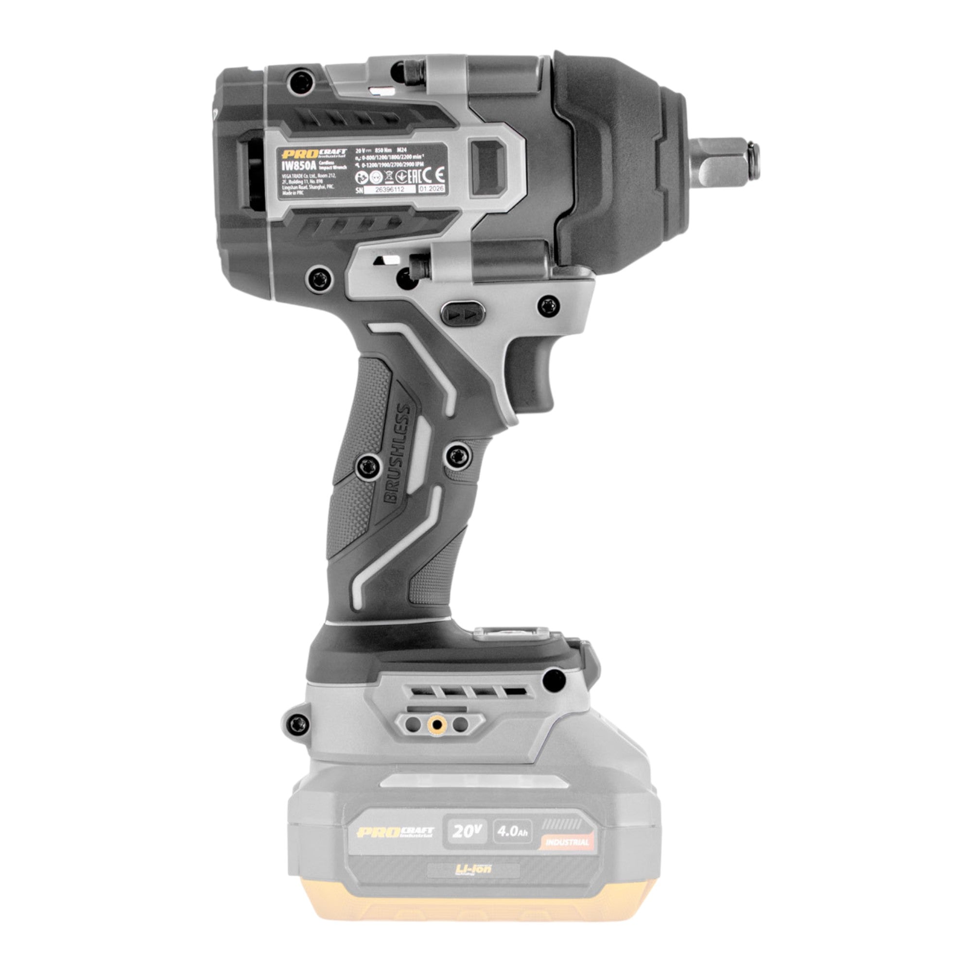 ProCraft Industrial IW850A BB Akku Schlagschrauber 20 V 850 Nm 1 2 Brushless 1x Akku 2 0 Ah Ladegeraet 4 - toolbrothers