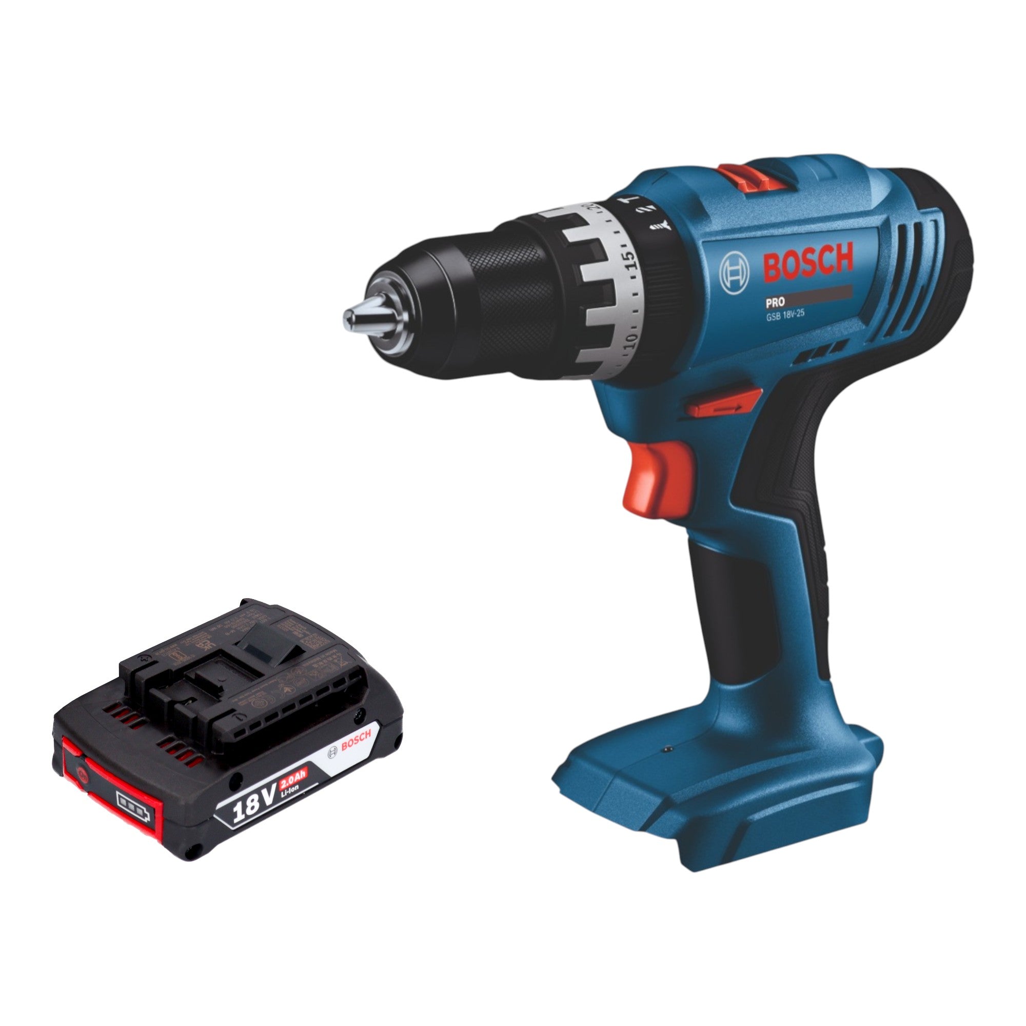 Bosch GSB 18V 25 Professional Akku Schlagbohrschrauber 18 V 56 Nm 1x Akku 2 0 Ah ohne Ladegeraet 0 - toolbrothers