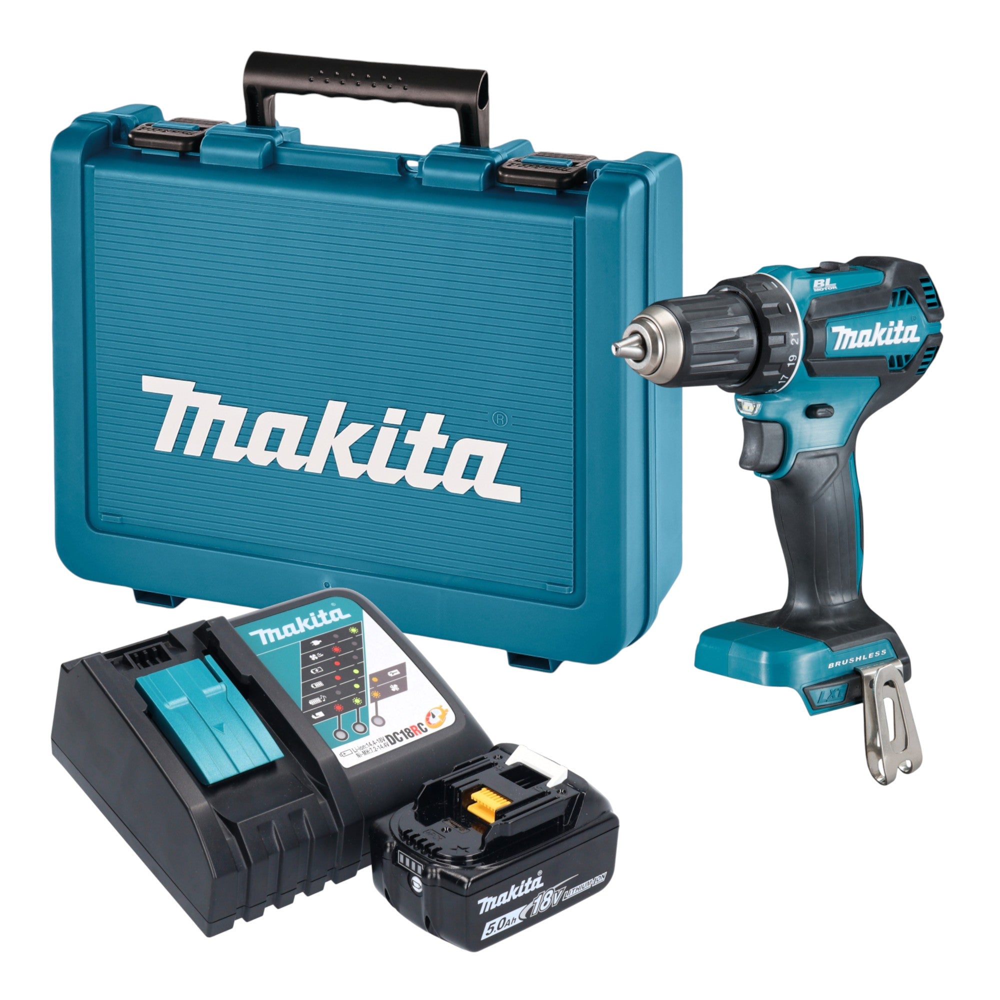 Makita DDF 485 RT1E Akku Bohrschrauber 18 V 50 Nm Brushless 1x Akku 5 0 Ah Ladegeraet Koffer 0 - toolbrothers