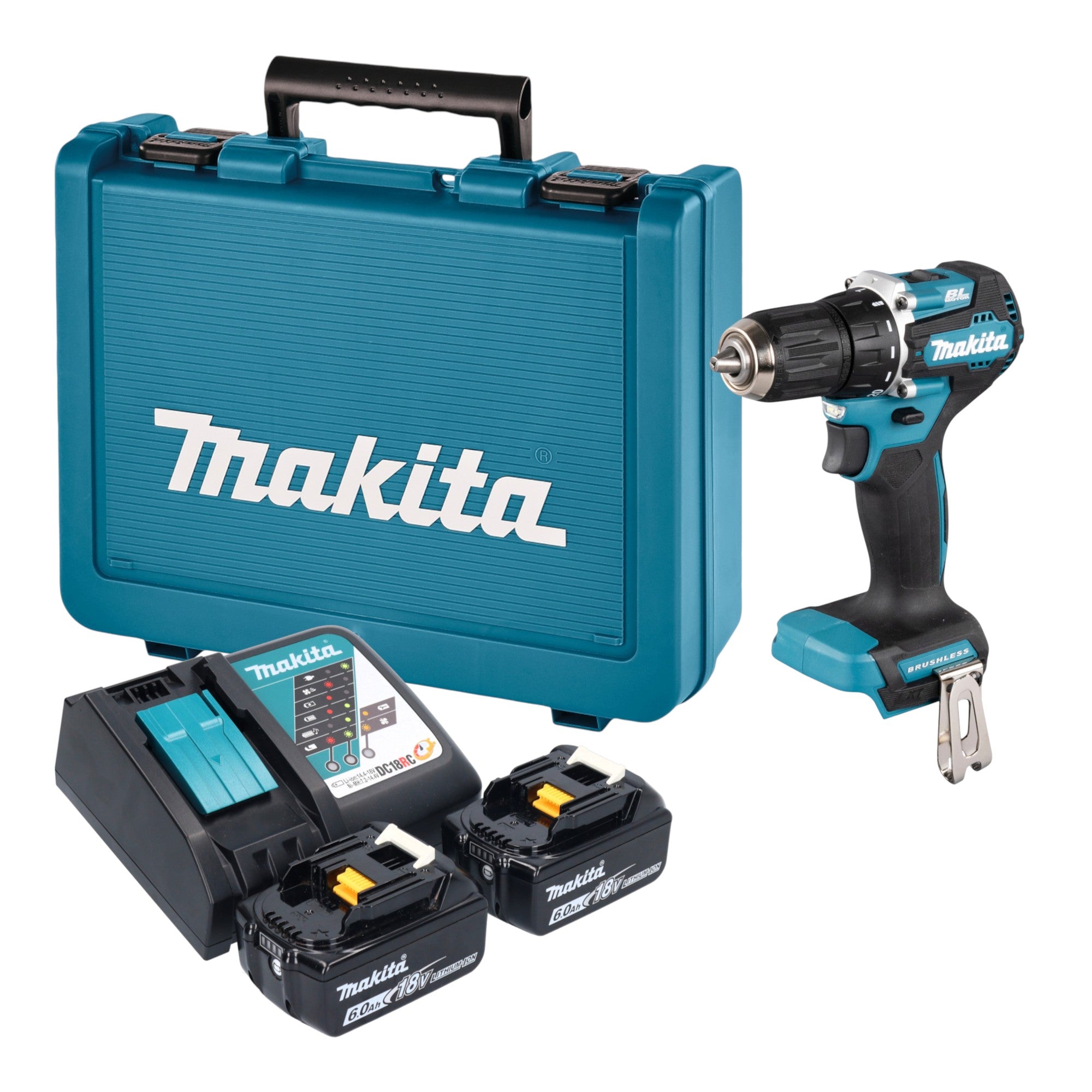 Makita DDF 487 RGE Akku Bohrschrauber 18 V 40 Nm Brushless 2x Akku 6 0 Ah Ladegeraet Koffer 0 - toolbrothers